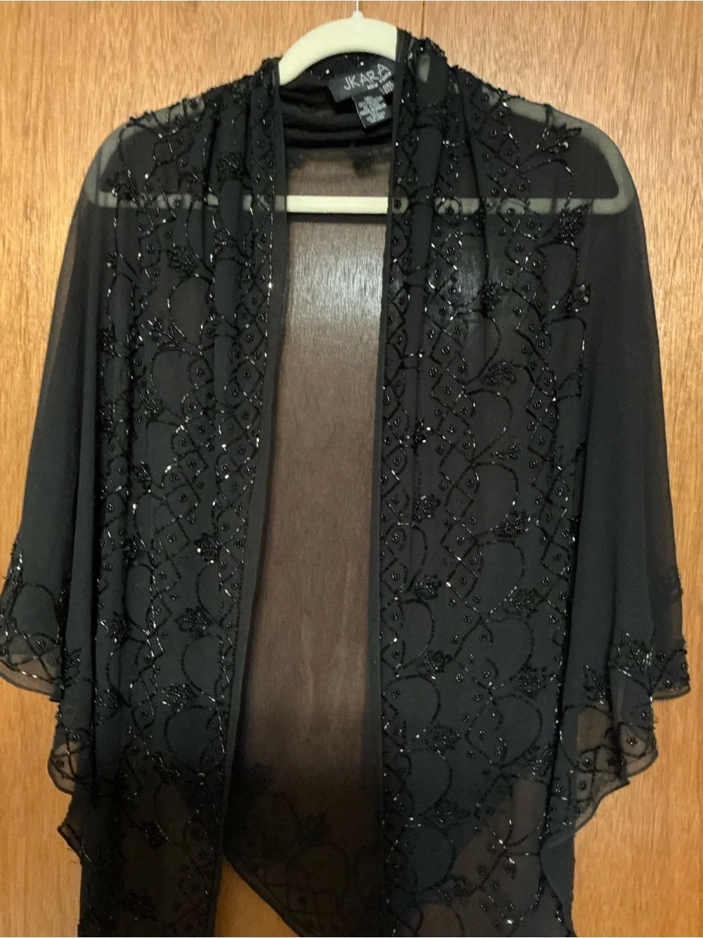 J Kara Black Beaded Sheer Overlay Jacket